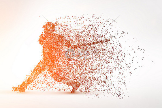 创意棒球运动员剪影粒子图片