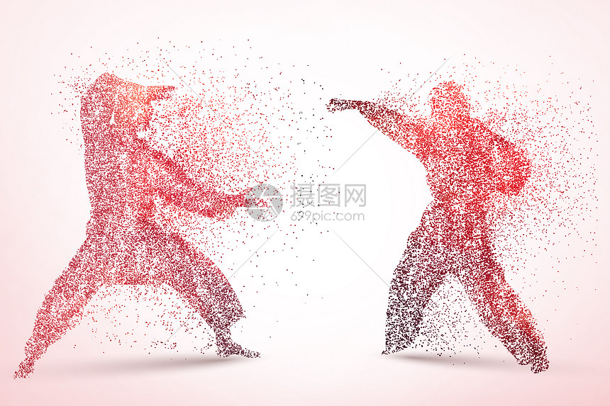 创意中国武术剪影图片