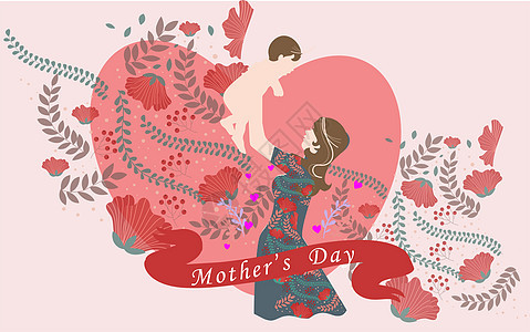 母亲节插画背景图片