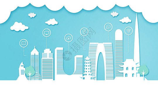苏州扁平互联都市建筑背景图片