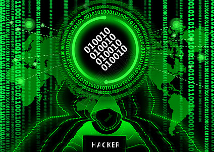 信息安全海报数字串黑客信息科技背景插画