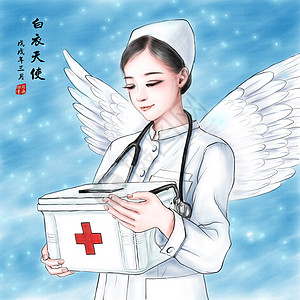 拳套美女护士节插画