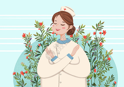 女护士爱心手势护士节插画