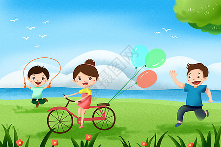 儿童节骑自行车女孩高清图片