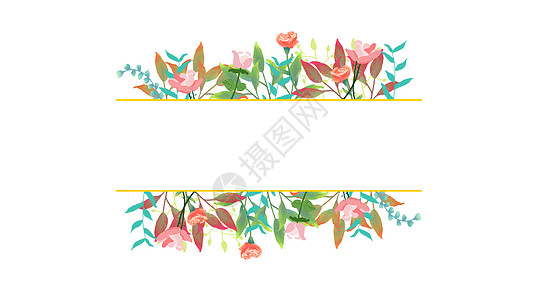 花卉背景手绘绿叶花环高清图片