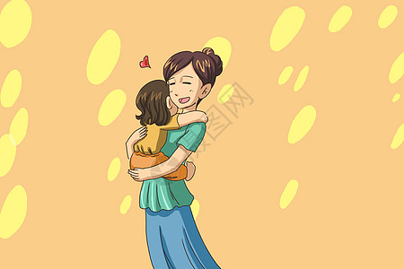 母子牵手母亲节母子拥抱插画插画