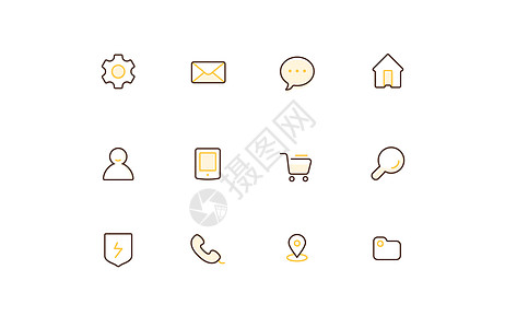 首页底部线型icon插画