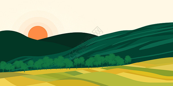 夏天午后的稻田群山背景图片