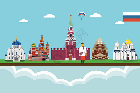 俄罗斯旅游扁平风格建筑高清图片