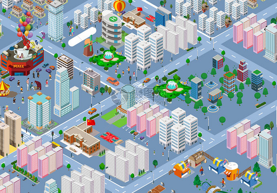 3D都市城市线条图片