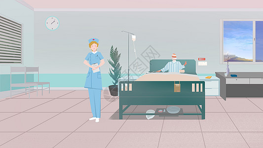 慢病康复护士与患者插画