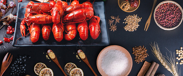 海鲜焖面小龙虾美食海报设计图片