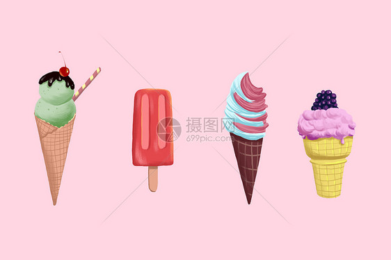 夏天冰淇淋素材图片