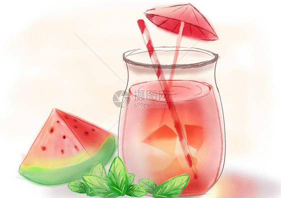 夏季西瓜水果汁图片