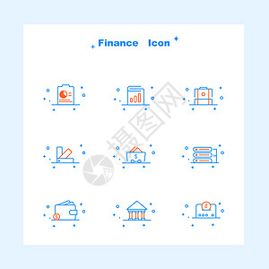 银行互联网金融icon 色彩线icon插画