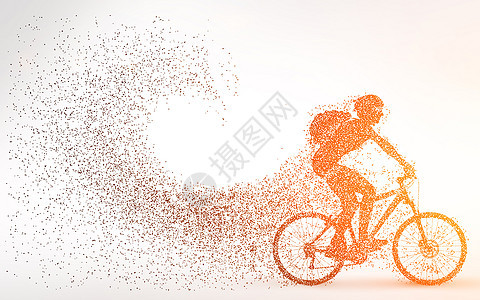 创意自行车运动剪影粒子背景图片