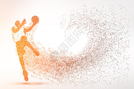 篮球对决创意篮球比赛剪影粒子设计图片