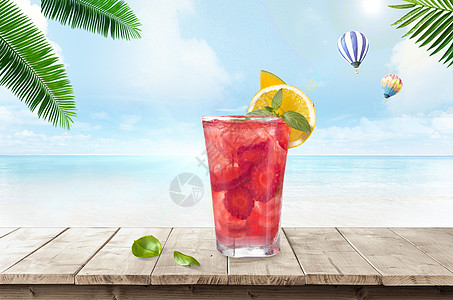 清凉一夏海滩饮品高清图片