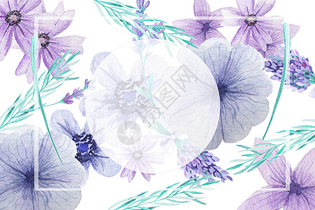 边框手绘水彩花卉背景插画
