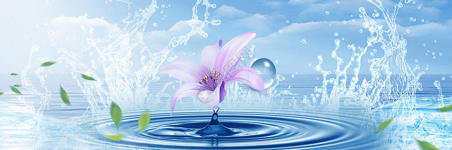 水面的花清凉背景图片
