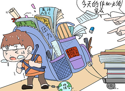 课业压力漫画背景图片