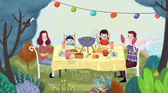 儿童节家庭户外聚餐背景图片