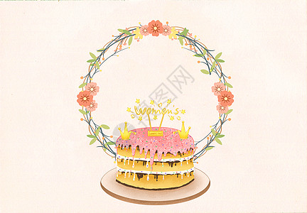 生日蛋糕花卉元素背景背景图片