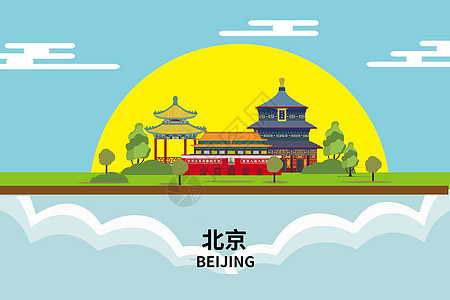 加拿大旅游景点北京旅游插画