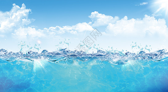 海水水花清凉背景设计图片