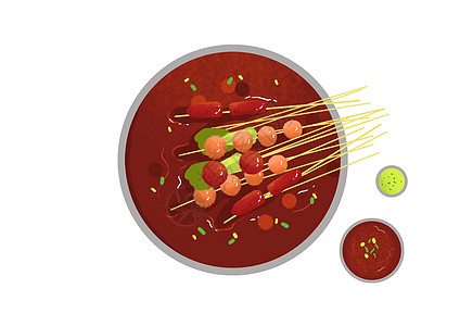 成都美食麻辣美食插画
