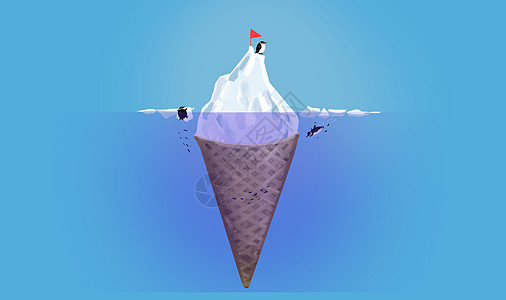 冰激凌冰山企鹅创意背景图片