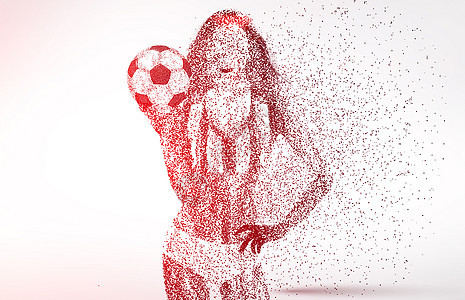 创意女足球运动员剪影粒子图片