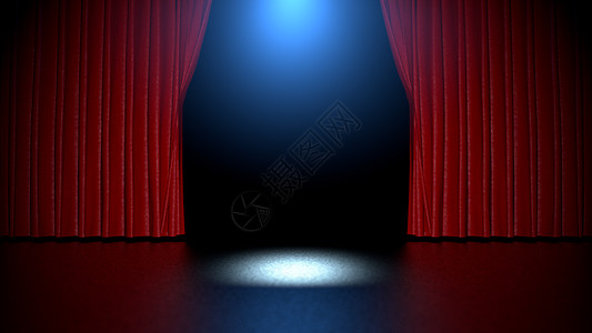 红幕布灯光舞台背景图片