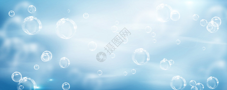蓝色气泡清凉泡泡背景设计图片