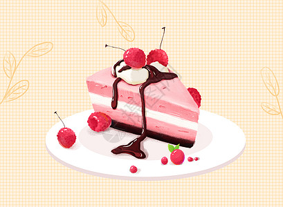 夏日甜品蛋糕插画