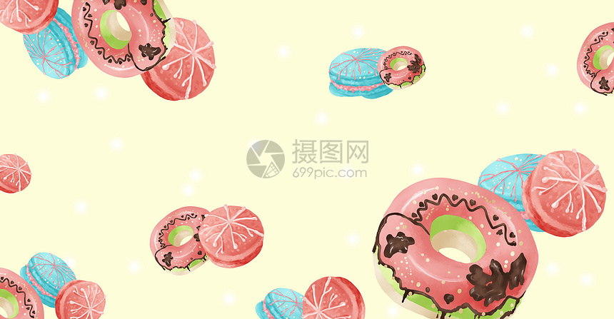 餐饮美食甜品甜甜圈插画图片