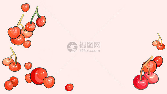 唯美插画 清新樱桃壁纸.