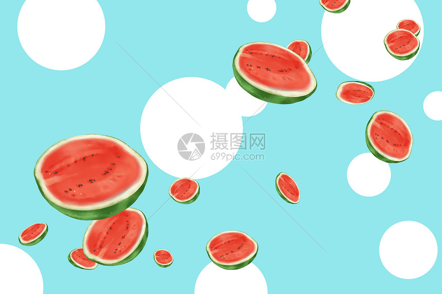 夏季美味水果西瓜插画图片