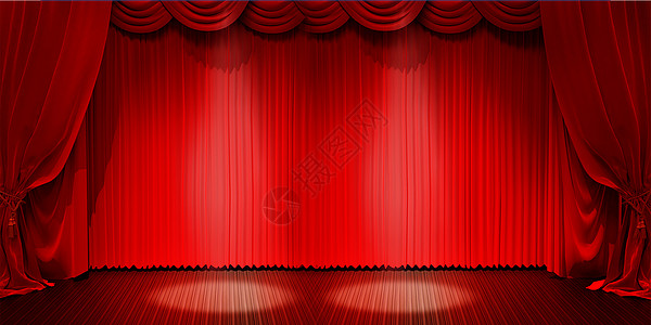 舞台背景红色幕布高清图片