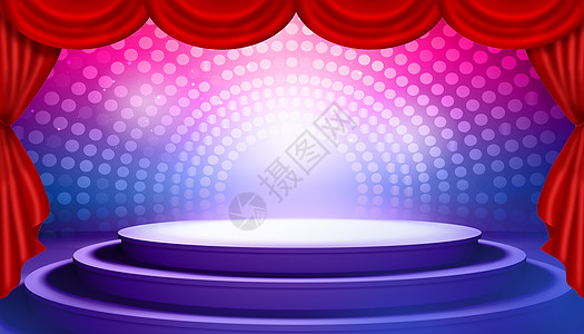 舞台背景紫色舞台幕布高清图片