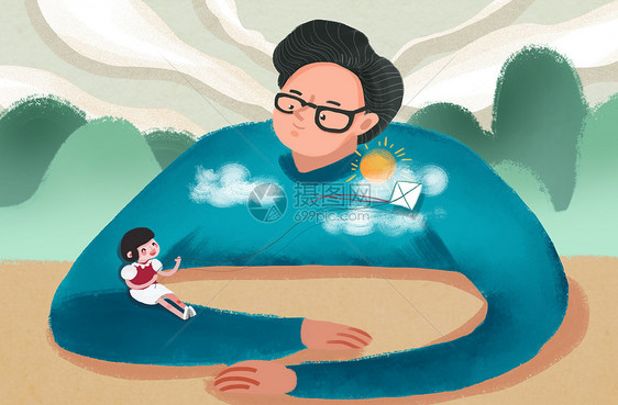 父亲节手绘插画