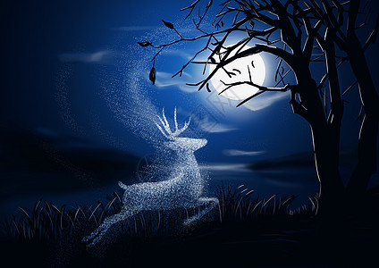 月光鹿背景图片
