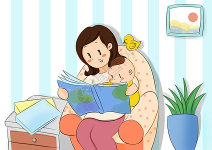 亲子阅读父母读书高清图片