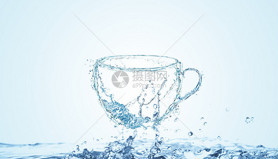 创意水花喷溅的杯子图片
