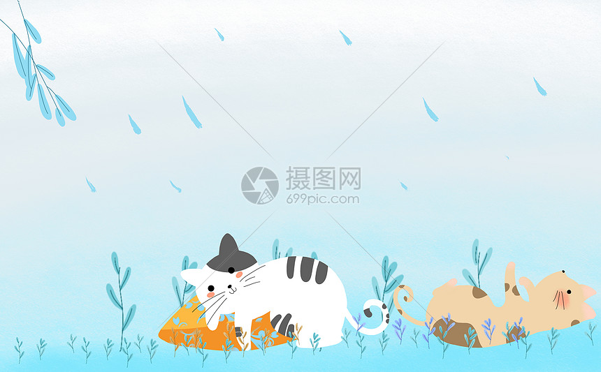 清新治愈小猫背景图片