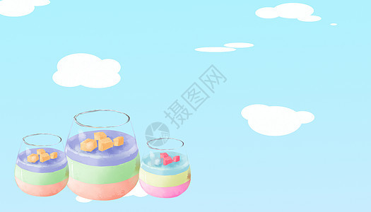 夏日彩色冰激凌甜品插画背景图片