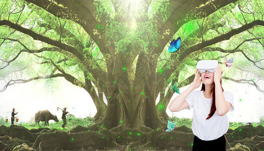 科技虚拟现实森林场景图片