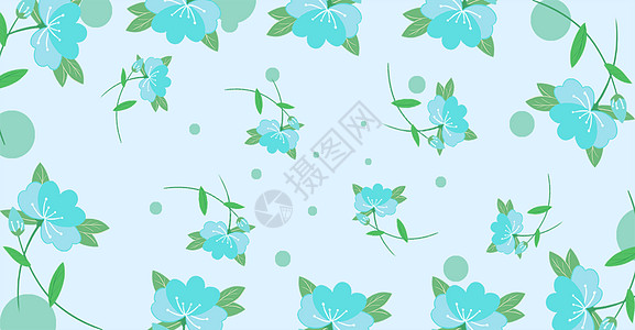 清新绿色植物蝴蝶花插画背景图片
