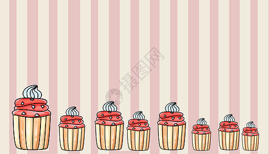 唯美甜品蛋糕插画图片