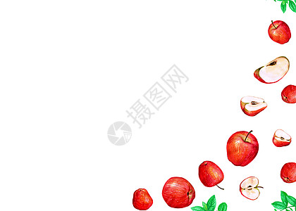 水果手绘水彩二分之一留白图片